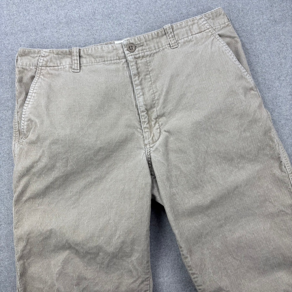 Y2K GAP Loose Fit Corduroy Pants Mens 34x29 Oatmeal Wide Leg Flap Pockets 2006